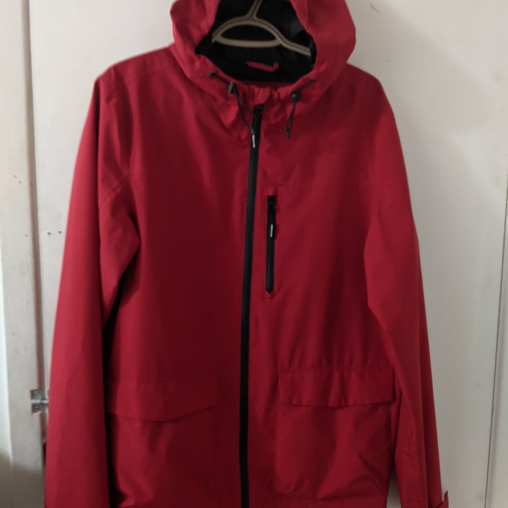 Men's Bold Red Raincoat with Hood